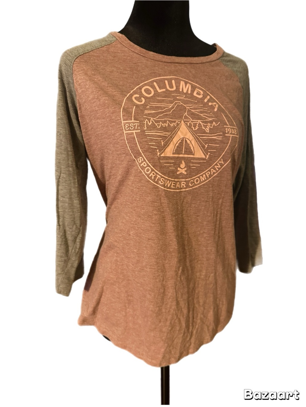Columbia Women's Brown & Gray Raglan Long Sleeve Graphic Tee